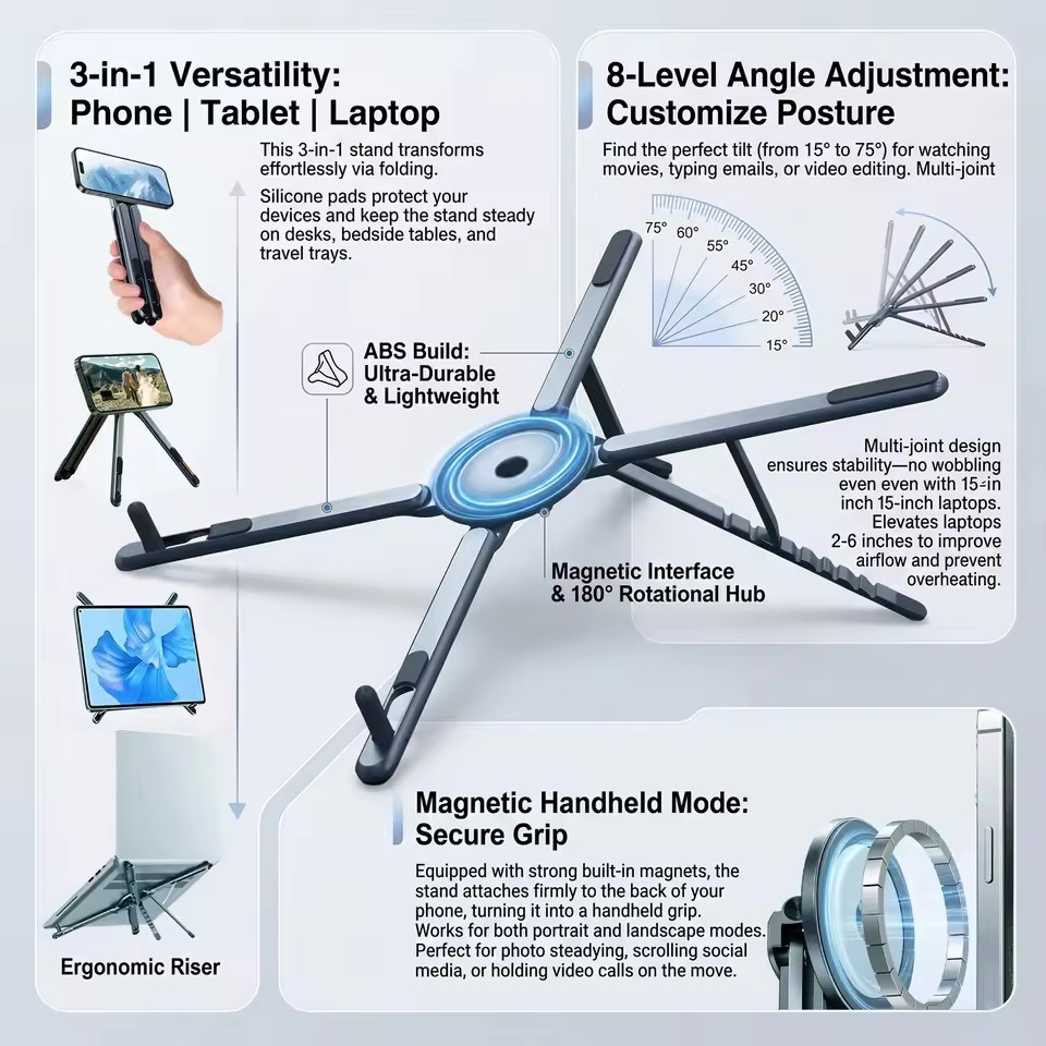 Laptop Ergonomic Accessories - Supporto Magnetico Portatile per Telefono e
